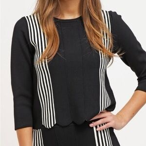 Topshop Stripe Scalloped Top